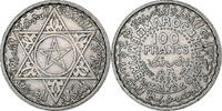 Morocco 100 Francs Mohammed V, Paris, Silver, KM:52 -