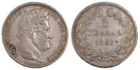 France 5 Francs Coin, Louis-Philippe, Bordeaux, Silver -