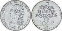 France 100 Francs Coin, Lafayette, Paris, Silver, KM:962 -