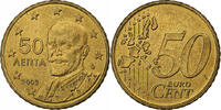 Greece 50 Euro Cent Athens, Brass, KM:186 -