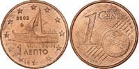 Greece Euro Cent Athens, Copper Plated Steel, KM:181 -