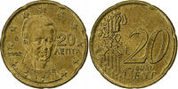 Greece 20 Euro Cent Athens, Brass, KM:185 -