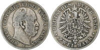 German States 2 Mark Coin, PRUSSIA, Wilhelm I, Cleves -