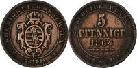 German States 5 Pfennig SAXONY-ALBERTINE, Johann, Dresde, Copper -