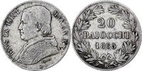 Italian States 20 Baiocchi ITALIAN STATES, PAPAL STATES, Pius IX, Rome, Silver, VF(30-35 -