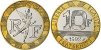 France 10 Francs Génie, Paris, Proof, Aluminum-Bronze -