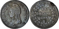 France 1 Décime Dupré, Paris, Copper, Gadoury:187 -
