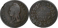 France 1 Décime Dupré, Metz, Copper, Gadoury:187a -