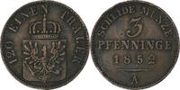 German States 3 Pfenninge PRUSSIA, Friedrich Franz II, Berlin, Copper -