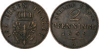German States 2 Pfenninge PRUSSIA, Friedrich Wilhelm IV, Berlin, Copper -