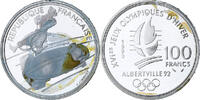 France 100 Francs 1992 Olympics, Albertville, Bobsledding, MDP, Silver -