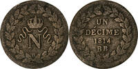 France 1 Décime Napoleon I, Strasbourg, Bronze, Gadoury:195a -