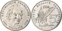 France 5 Francs Voltaire, Paris, Nickel Clad Copper-Nickel -
