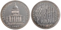 France 100 Francs Coin, Panthéon, Paris, Silver, Gadoury:898 -