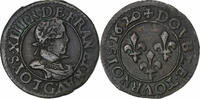 France Double Tournois Louis XIII, Poitiers, Copper, CGKL:412 -