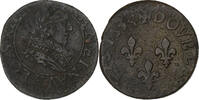 France Double Tournois Louis XIII, Tours, Copper, CGKL:444 -