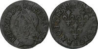 France Double Tournois Louis XIII, La Rochelle, Copper -
