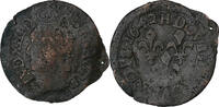 France Double Tournois Louis XIII, La Rochelle, Copper -