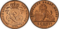 Belgium 1 Centime Leopold II, Brussels, Copper, KM:34.1 -