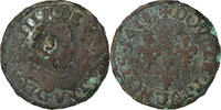 France Double Tournois Louis XIII, Poitiers, Copper, CGKL:410 -