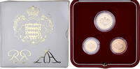 Monaco Coffret 1,2 et 5 c. Rainier III & Albert, Proof, Copper Plated -