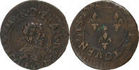 France Double Tournois Louis XIII, Bordeaux, Rare, Copper -