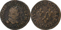 France Double Tournois Louis XIII, Nantes, Copper -