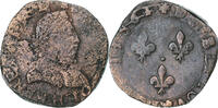 France Double Tournois Henri III, La Rochelle, Copper -