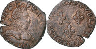 France Double Tournois Henri III, La Rochelle, Copper -