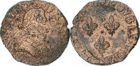 France Double Tournois Henri III, La Rochelle, Copper -