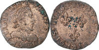 France Double Tournois Henri III, La Rochelle, Copper -