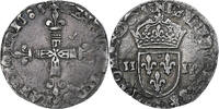 France 1/4 Ecu Henri III, Bayonne, Silver, Gadoury:494 -