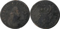 France 2 Deniers Louis XIV, Strasbourg, Copper, Gadoury:72 -