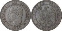 France Centime Napoleon III, Lyon, Dog, Bronze, Gadoury:86 -