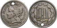 United States Nickel 3 Cents Philadelphia, Holed, Nickel -