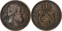 Brazil 20 Reis Pedro II, Bronze, KM:474 -