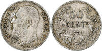 Belgium 50 Centimes Leopold II, Brussels, Silver, KM:60 -