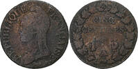 France 5 Centimes Dupré, Paris, A/B ?, Copper, KM:640 -