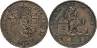Belgium 2 Centimes Leopold II, Brussels, Copper, KM:35.1 -
