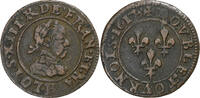 France Double Tournois Louis XIII, Orléans, Copper -