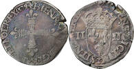France 1/4 Ecu Henri III, Nantes, Silver, Gadoury:494 -