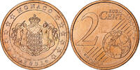 Monaco 2 Euro Cent Rainier III, BU, Monnaie de Paris, Copper Plated -