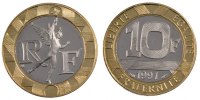 France 10 Francs Coin, Génie, Aluminum-Bronze, Gadoury:827a -
