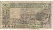 West African States 500 Francs Banknote, KM:706Kg -