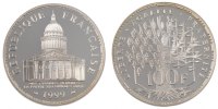 France 100 Francs Coin, Panthéon, Paris, Silver -