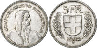 Switzerland 5 Francs Herdsman, Bern, Silver, KM:40 -
