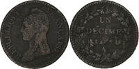 France Decime Dupré, Paris, Bronze, KM:644.1 -