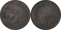 France 5 Centimes Cérès, Paris, Bronze, Gadoury:157a -