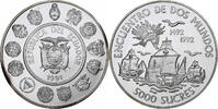 Ecuador 5000 Sucres Ibero-American Series, Silver, KM:95 -