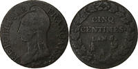 France 5 Centimes Dupré, Paris, Copper, VF(30-35), Gadoury:126a -